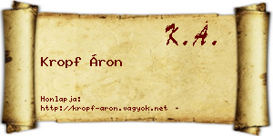 Kropf Áron névjegykártya